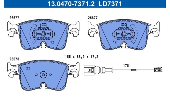 Bromsbeläggssats, skivbroms 13.0470-7371.2 ATE