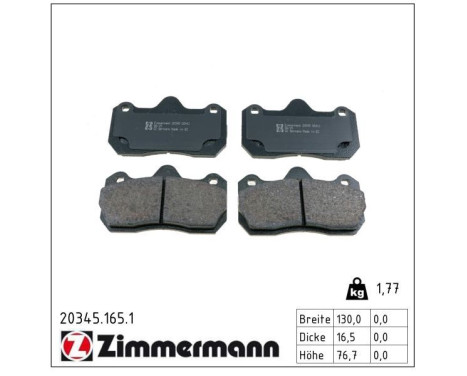 Bromsbeläggssats, skivbroms 20345.165.1 Zimmermann, bild 2