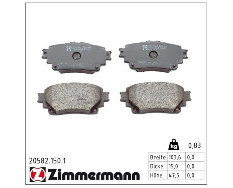 Bromsbeläggssats, skivbroms 20582.150.1 Zimmermann