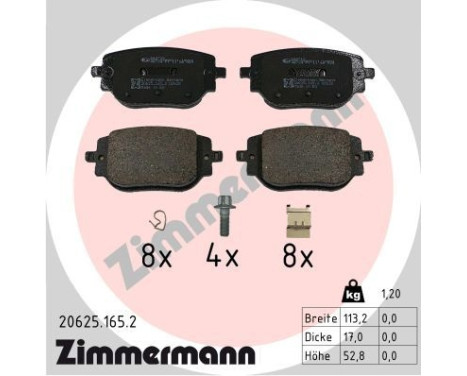 Bromsbeläggssats, skivbroms 20625.165.2 Zimmermann