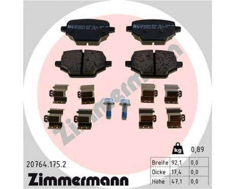 Bromsbeläggssats, skivbroms 20764.175.2 Zimmermann