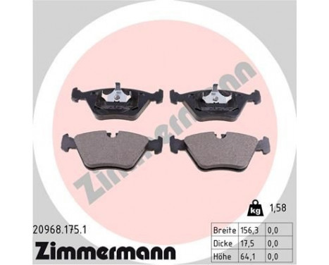 Bromsbeläggssats, skivbroms 20968.175.1 Zimmermann, bild 4