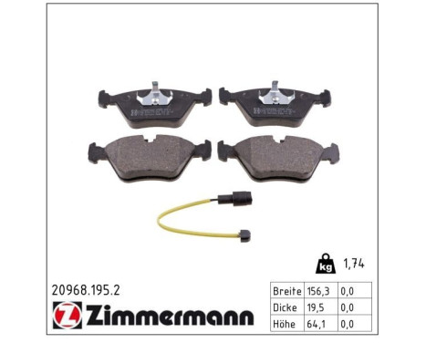 Bromsbeläggssats, skivbroms 20968.195.2 Zimmermann, bild 2