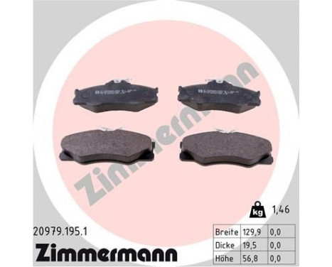 Bromsbeläggssats, skivbroms 20979.195.1 Zimmermann, bild 2