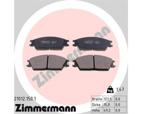 Bromsbeläggssats, skivbroms 21012.150.1 Zimmermann, bild 2