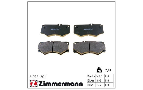 Bromsbeläggssats, skivbroms 21056.180.1 Zimmermann