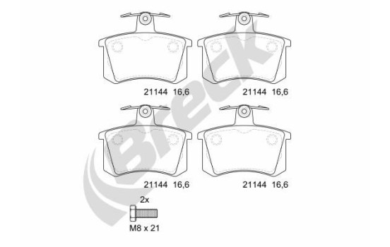 Bromsbeläggssats, skivbroms 21144 00 704 00 Breck