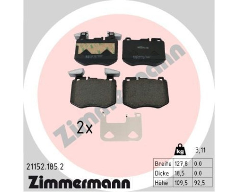 Bromsbeläggssats, skivbroms 21152.185.2 Zimmermann