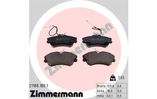 Bromsbeläggssats, skivbroms 21188.180.1 Zimmermann, bild 2