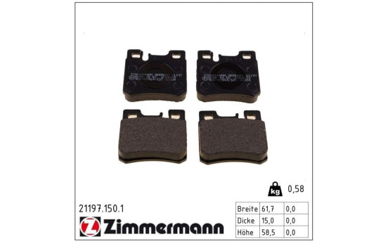 Bromsbeläggssats, skivbroms 21197.150.1 Zimmermann, bild 2