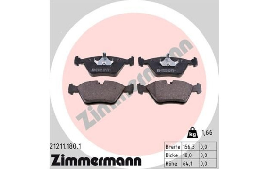 Bromsbeläggssats, skivbroms 21211.180.1 Zimmermann, bild 2