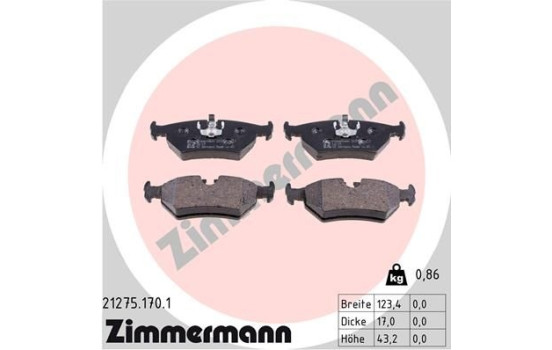 Bromsbeläggssats, skivbroms 21275.170.1 Zimmermann, bild 2