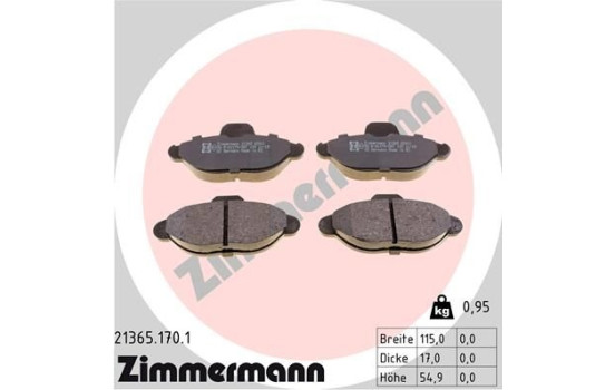 Bromsbeläggssats, skivbroms 21365.170.1 Zimmermann, bild 2