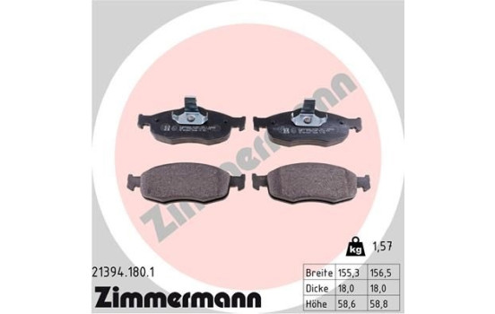 Bromsbeläggssats, skivbroms 21394.180.1 Zimmermann, bild 2