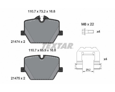 Bromsbeläggssats, skivbroms 2147401 Textar, bild 2
