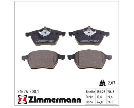 Bromsbeläggssats, skivbroms 21624.200.1 Zimmermann, bild 2