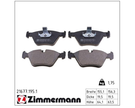 Bromsbeläggssats, skivbroms 21677.195.1 Zimmermann, bild 2