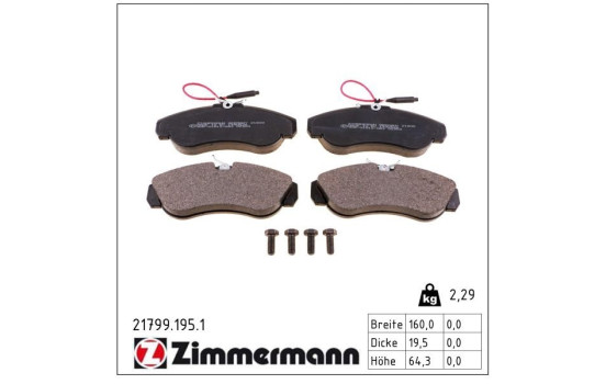 Bromsbeläggssats, skivbroms 21799.195.1 Zimmermann, bild 2