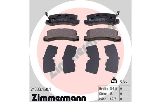 Bromsbeläggssats, skivbroms 21833.150.1 Zimmermann