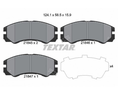Bromsbeläggssats, skivbroms 2184501 Textar, bild 2