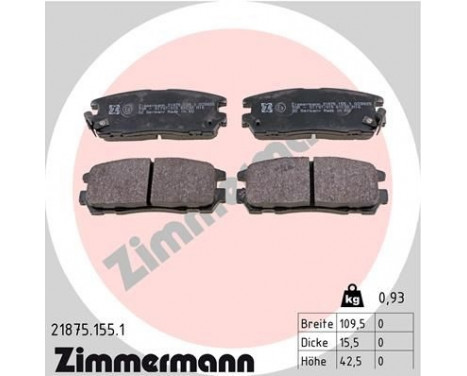 Bromsbeläggssats, skivbroms 21875.155.1 Zimmermann