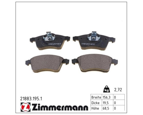 Bromsbeläggssats, skivbroms 21883.195.1 Zimmermann, bild 2