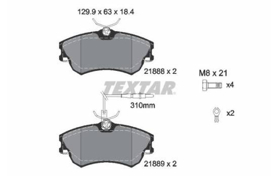 Bromsbeläggssats, skivbroms 2188801 Textar, bild 2