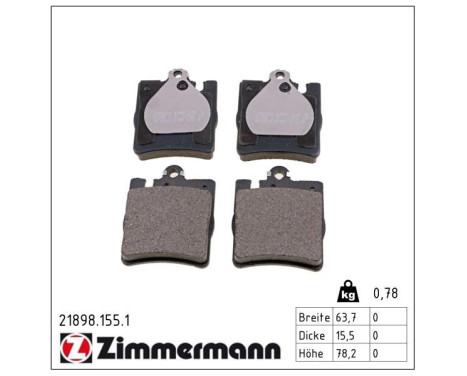 Bromsbeläggssats, skivbroms 21898.155.1 Zimmermann, bild 2