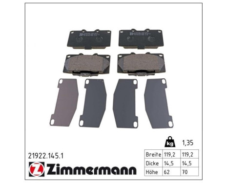 Bromsbeläggssats, skivbroms 21922.145.1 Zimmermann, bild 2
