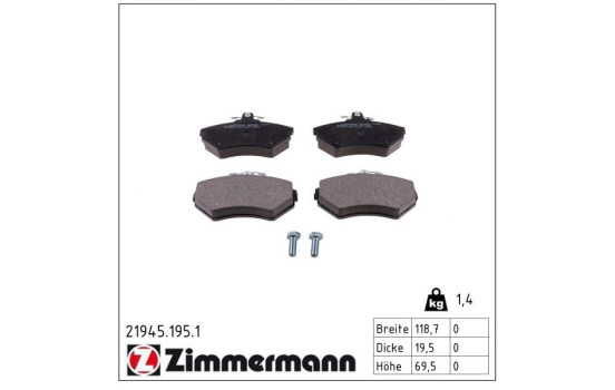 Bromsbeläggssats, skivbroms 21945.195.1 Zimmermann, bild 2
