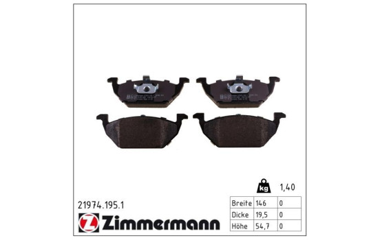 Bromsbeläggssats, skivbroms 21974.195.1 Zimmermann, bild 2