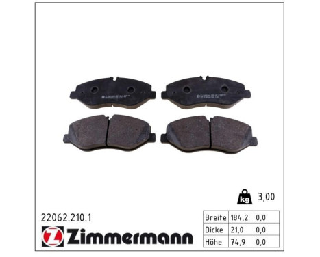 Bromsbeläggssats, skivbroms 22062.210.1 Zimmermann, bild 2