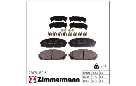 Bromsbeläggssats, skivbroms 22070.180.2 Zimmermann