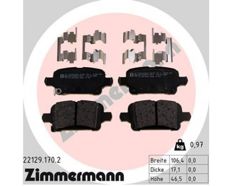 Bromsbeläggssats, skivbroms 22129.170.2 Zimmermann