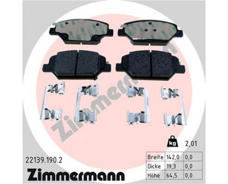 Bromsbeläggssats, skivbroms 22139.190.2 Zimmermann