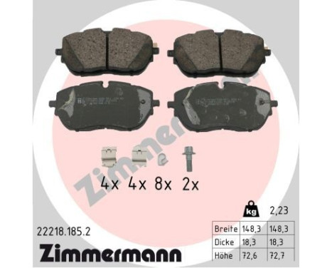 Bromsbeläggssats, skivbroms 22218.185.2 Zimmermann