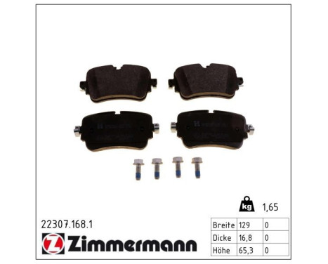Bromsbeläggssats, skivbroms 22307.168.1 Zimmermann, bild 2