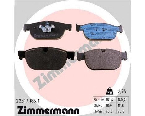 Bromsbeläggssats, skivbroms 22317.185.1 Zimmermann