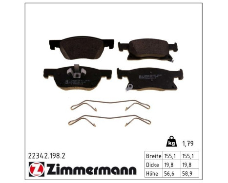 Bromsbeläggssats, skivbroms 22342.198.2 Zimmermann, bild 2