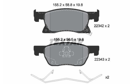 Bromsbeläggssats, skivbroms 2234201 Textar
