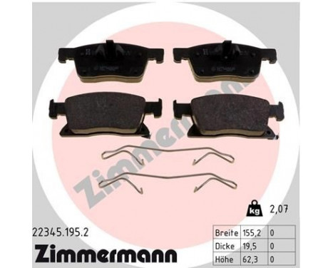 Bromsbeläggssats, skivbroms 22345.195.2 Zimmermann