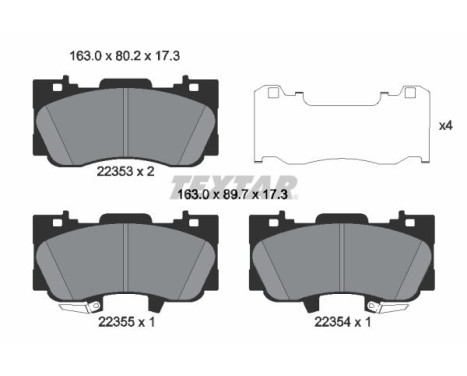 Bromsbeläggssats, skivbroms 2235301 Textar