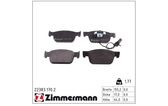 Bromsbeläggssats, skivbroms 22383.170.2 Zimmermann