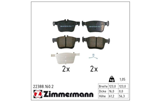 Bromsbeläggssats, skivbroms 22388.160.2 Zimmermann