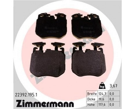 Bromsbeläggssats, skivbroms 22392.195.1 Zimmermann