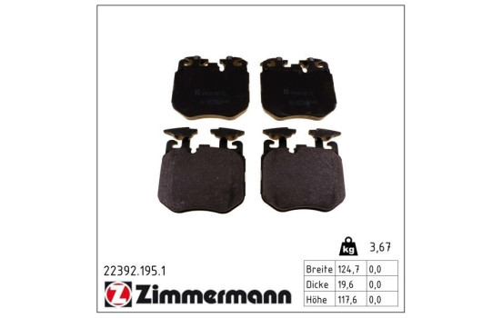 Bromsbeläggssats, skivbroms 22392.195.1 Zimmermann