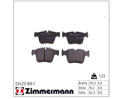 Bromsbeläggssats, skivbroms 22423.160.1 Zimmermann