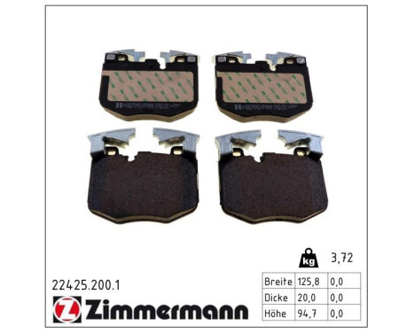 Bromsbeläggssats, skivbroms 22425.200.1 Zimmermann