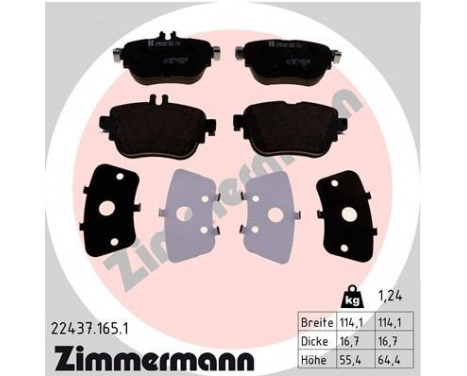 Bromsbeläggssats, skivbroms 22437.165.1 Zimmermann