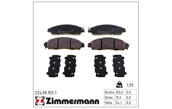 Bromsbeläggssats, skivbroms 22439.155.1 Zimmermann